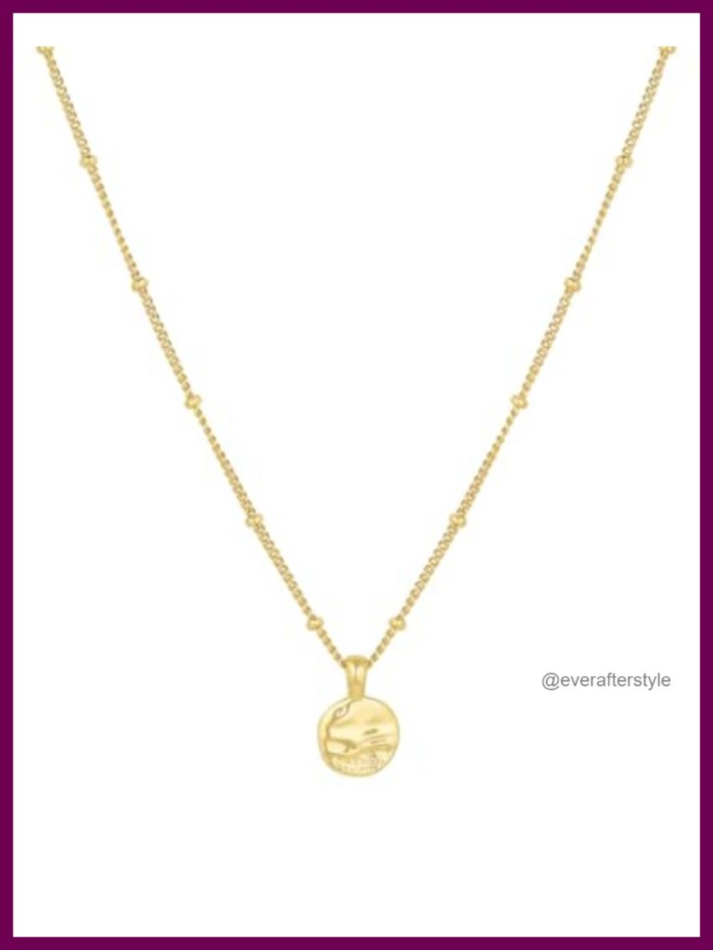 Gold Plated Brass 16 Inch Necklace Ocean Wave Coin Charm Layering Jewelry